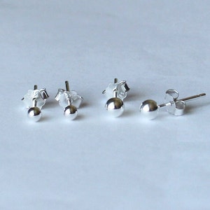 Small 3mm, 4mm Sterling silver ball stud earrings, ball post silver earrings Flower girl earrings Silver studs Multiple piercing tiny stud