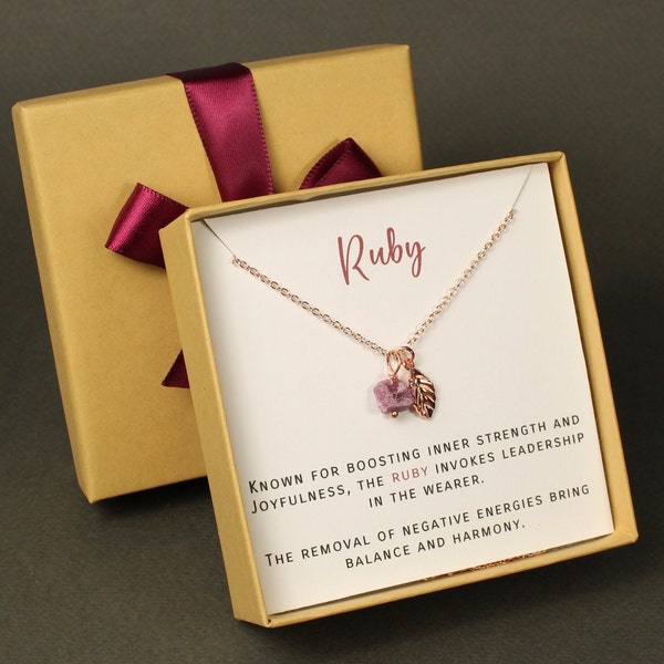 Natural Ruby raw stone necklace Sterling silver Ruby necklace July birthstone necklace Birthday gift Valentine Gifts for her Graduation Mom
