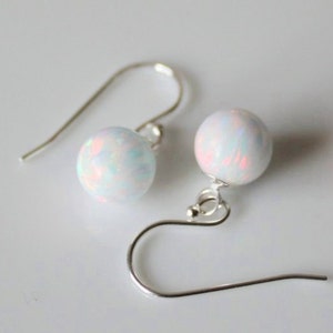 Opal drop earrings- 6mm Opal ball earrings- Multiple colors - fiery opal earrings- Bridesmaids earrings- October birthstone- Birthday gift