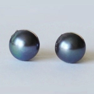 6 -6.5 mm Peacock pearl earring studs, Genuine pearl stud earrings, sterling silver, Bridesmaid gifts, Bridesmaid earrings, Birthday gift
