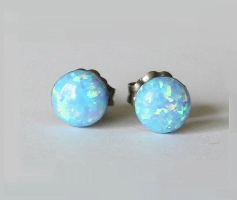 4mm 5mm 6mm Ice blue opal Stud earrings Sky blue opal | Etsy