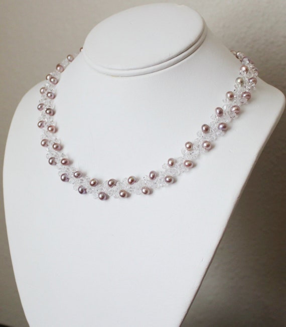 Genuine Lavender Pink Pearl Necklace 