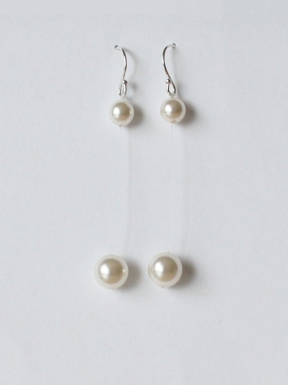 Floating shop pearl earrings