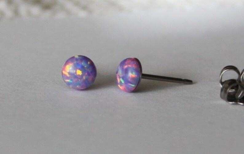 Artskin G23 Titanium Opal Earrings for Women Hypoallergenic Birthstone Earrings for Sensitive Ears Fashion Jewelry (3mm, Black Opal