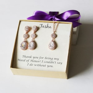 Bridal earring necklace set Bridesmaid necklace earrings Bridesmaid earrings Bridesmaid necklace Custom color wedding jewelry bridal jewelry