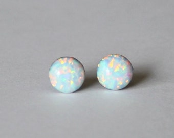 5mm Opal stud earrings- Titanium opal earrings- White opal studs- Bridesmaid gift -Pure Titanium earrings-Hypoallergenic Bridesmaid earrings