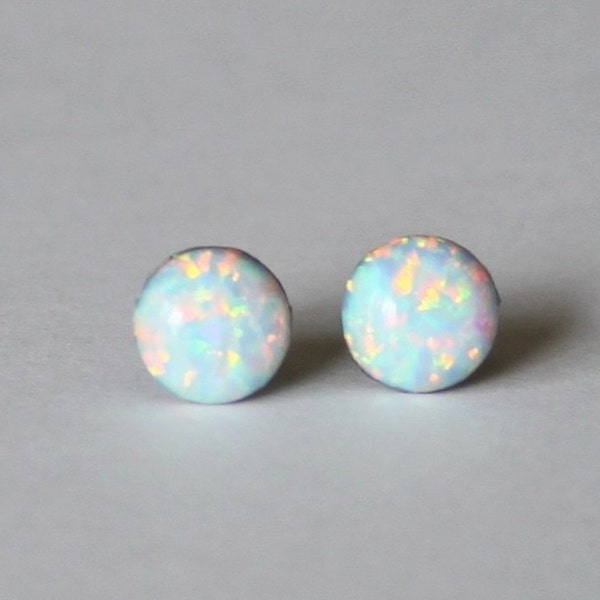 5mm Opal stud earrings- Titanium opal earrings- White opal studs- Bridesmaid gift -Pure Titanium earrings-Hypoallergenic Bridesmaid earrings