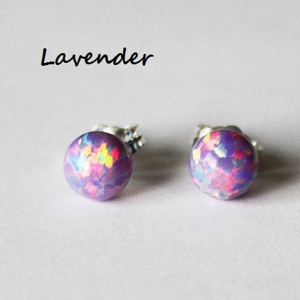 3mm 4mm 5mm 6mm 8mm Lavender opal ball stud earrings, Bridesmaid earrings, October Birthstone, Light purple studs, Lavender earrings