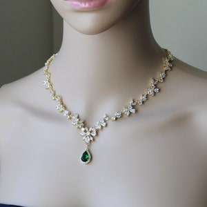 Smaragd grünes Braut Collier Braut Statement Ohrringe Brautschmuck Brautschmuck-Set Smaragd grünes Brautschmuck-Set Smaragdschmuck XY1 Armband-Set