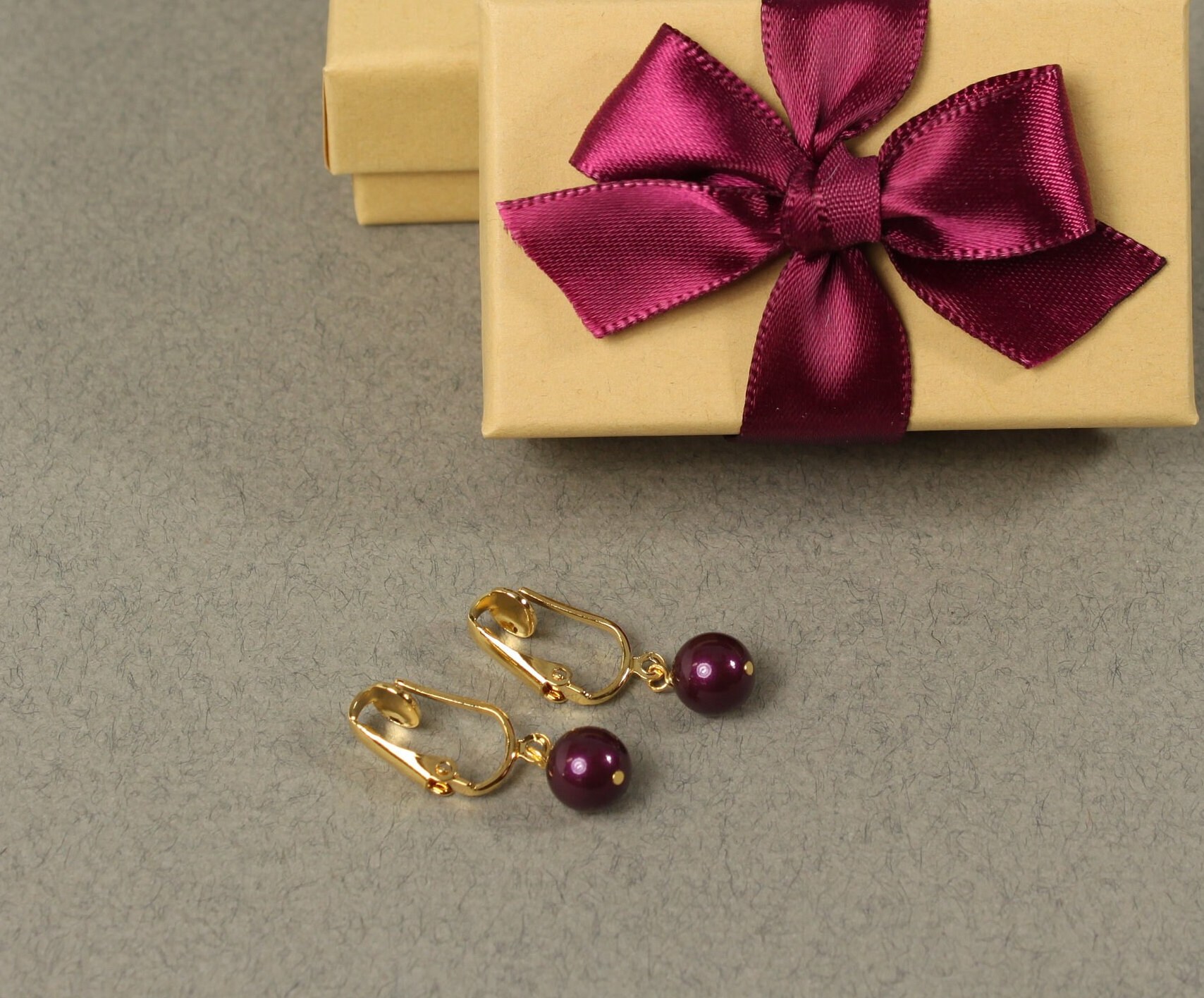 Gold Plated Clip On Non-Pierced Earrings - Textured Pearl Drop Dangle 2 Chain