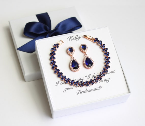 Orecchini In Argento Sterling 925 Con Zirconia Cubica Blu Scuro – 2-5 Mm, Chiusura Andralok, In Confezione Regalo