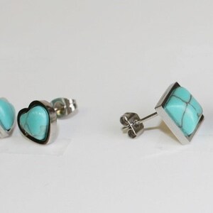 Turquoise Natural Howlite stone studs, Blue stone stud earrings, Blue studs, Turquoise blue earrings, birthstone earrings, Gemstone earring