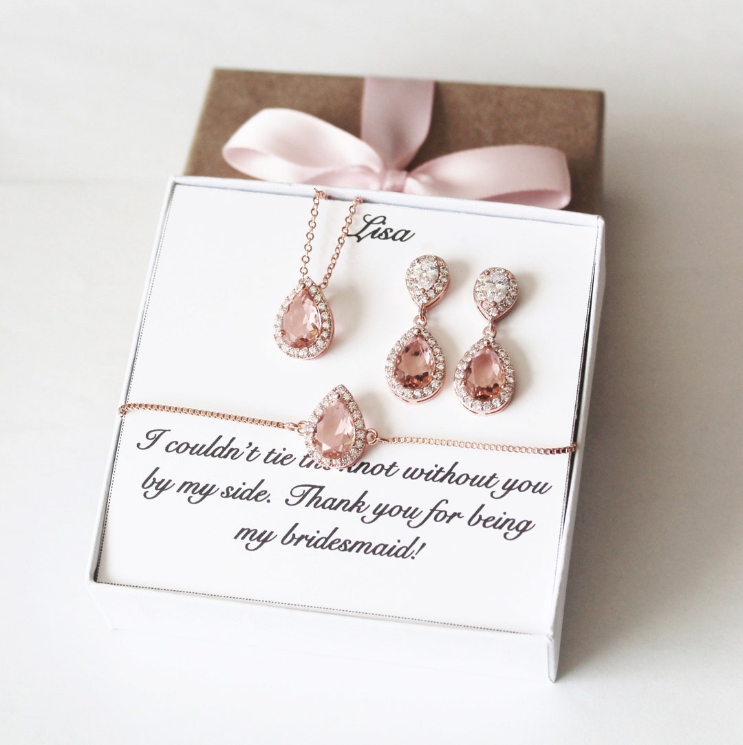 morganite bridesmaid dress Pink Morganite Bridesmaid Gift, Morganite Bridal Bracelet, Pink Bridesmaid  Jewelry, Pink Earrings, Morganite Bridal Necklace Set