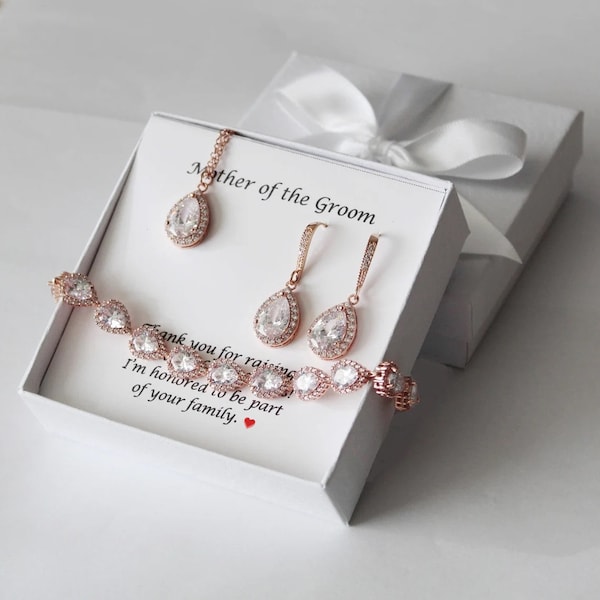 Personalized Gift for Mother of the Groom necklace earrings set Mother of the Bride bracelet earrings Mother in law Wedding Gift from Bride