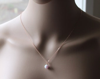 6mm, 8mm, or 10mm Rose Gold opal neckce, 14K Rose gold fill opal necklace, Fire Opal pendant necklace, Bridesmaid, Birthday, Christmas gifts