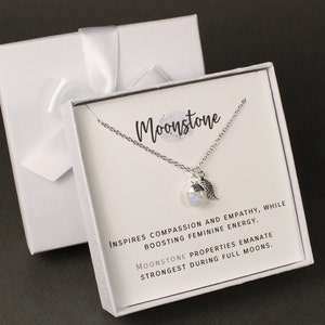 Natural Moonstone necklace June birthstone necklace Moonstone pendant necklace Personalized birthday gift Valentine gift family mother gift