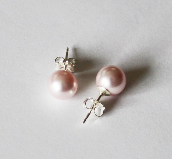 Extra large size Titanium earrings in Crystal Light Gold Pearls - Earrings  with Titanium pin