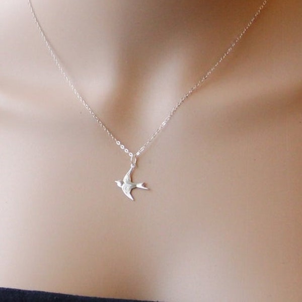 Dove Necklace - Sterling silver, Bird necklace