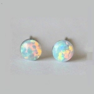 Tiny 4mm Opal Stud earrings, hypoallergenic Titanium Earrings, white Opal post studs, opal gemstone, sensitive ears, Small opal earring