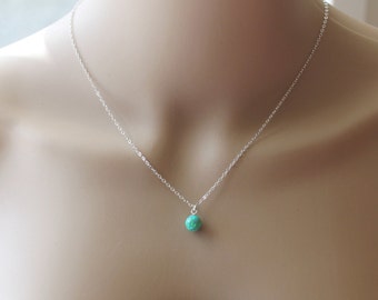 8mm green opal necklace- St. patricks day necklace- green opal pendant necklace- Green stone necklace- Birthstone necklace- Opal gifts