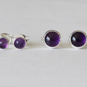 4mm 6mm or 8mm Natural Amethyst Earring Studs Sterling silver Purple stone earring studs February birthday gift Birthstone Amethyst earrings