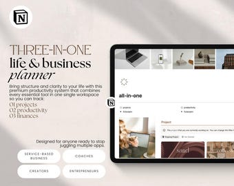 Notion Life + Business Dashboard | Freelancer Planner, Finance Tracker, Goal Setting + Weekly Review | Digital Planner 2026