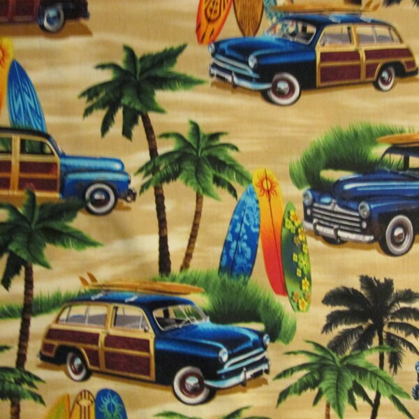 Woody Classic Surfboards Tropical Cotton Fabric FQ or Custom Listing
