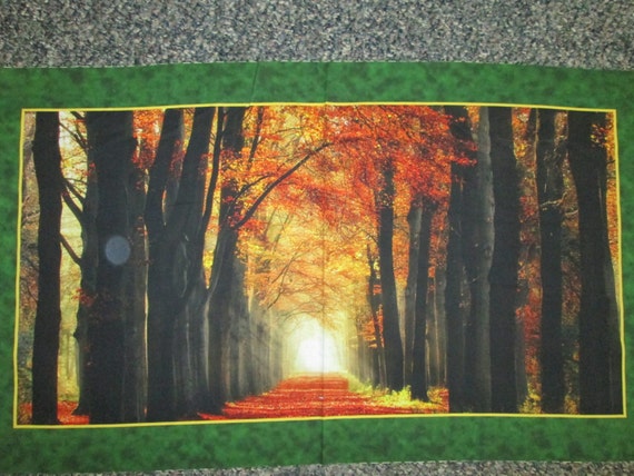 30/" X 44/" Panel Autumn Landscape Woods Trees Fall Colors Cotton Fabric D513.32
