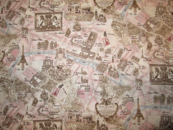 VINTAGE SCRIBE WRITING POST MARKS COTTON FABRIC FQ