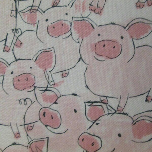 Pigs Pink White Farm Cotton Fabric Fat Quarter or Custom Listing