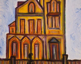 Abstract Oil Painting on Canvas - Woman Leaving, 36x24 Art Decor