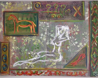 18 * 24" original Painting ready to hang stretched canvas fine wall modern art The Path by Azi Hs - Woman at leisure
