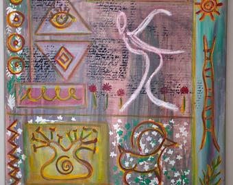20 * 20" original Painting ready to hang stretched canvas fine modern art - The Path by Azi Hs - Dance