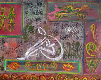 18 * 24" original Painting ready to hang stretched canvas fine wall modern art The Path by Azi Hs - Woman sitting