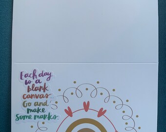4x7" unique inspirational positive folding greeting card collage art & envelope
