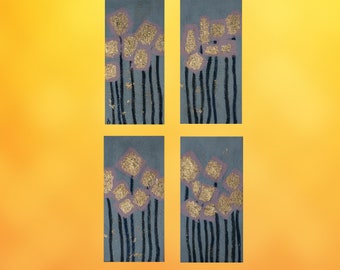 Abstract Gold Flower Painting Set, Modern Landscape Wall Art (10x20")