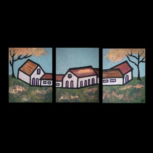 3 pcs original 20*48 &quot; modern painting art wall decor autumn fall seasons