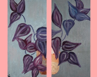 2 pcs original 24 * 24 " #modern #painting art wall interior #decor #plants #vase A1