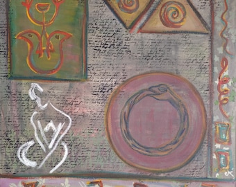 20 * 20" original Painting ready to hang stretched canvas fine modern art - The Path by Azi Hs - Cycle of Life