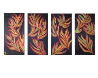 4 pcs each 12*24" abstract modern landscape painting wall art decor summer plants