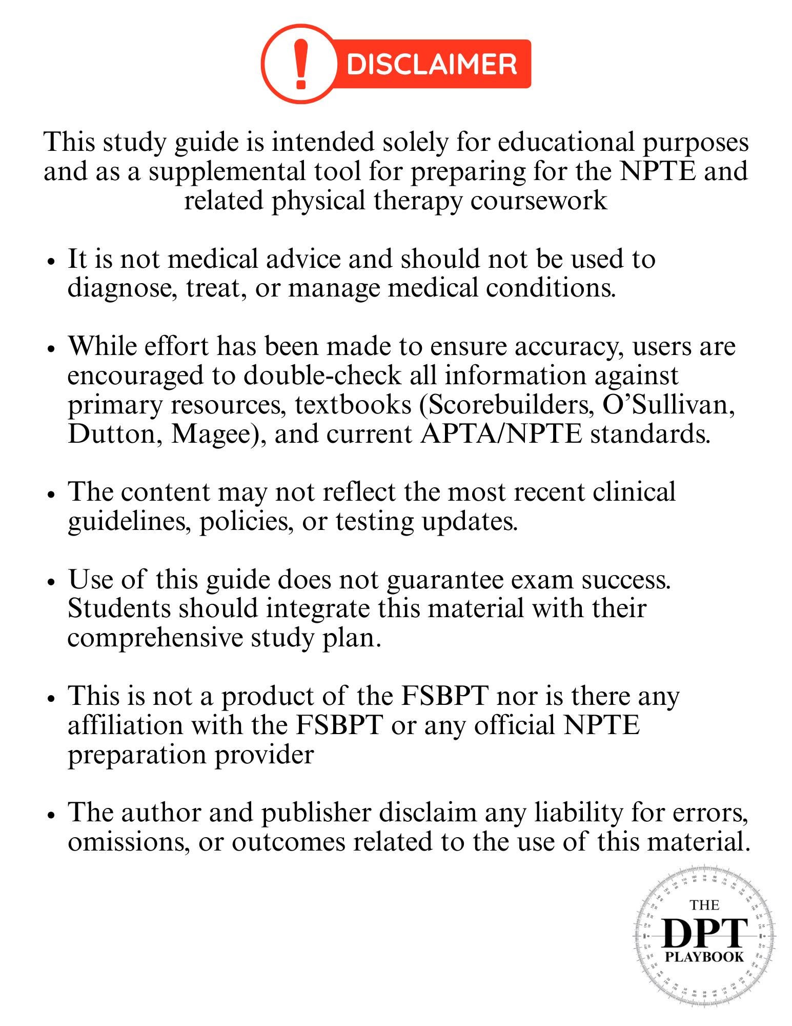 Playbook Study Guide The DPT Playbook (NPTE Study Guides!) - Etsy
