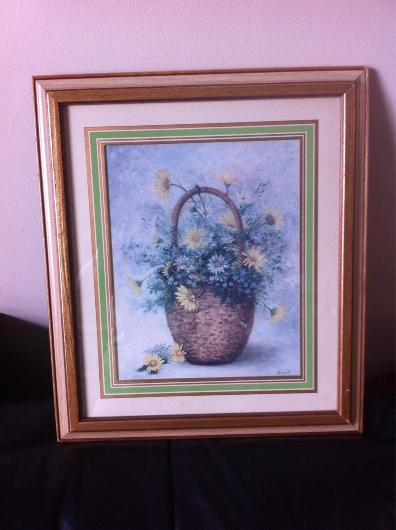 Flowers In A Basket Signed Art Print Crafted By Franklin Image 0
