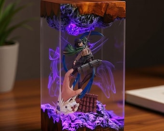 Le.vi Ac.ke.rm.an At.ta.ck on Tit.an Resin Lamp | Anime LED Display, Manga Collectible Art Lamp