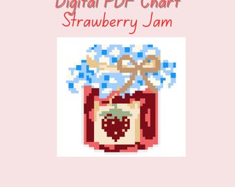 Strawberry Jam NeedlePoint | 13 mesh Canvas chart | Digital needlepoint pattern PDF