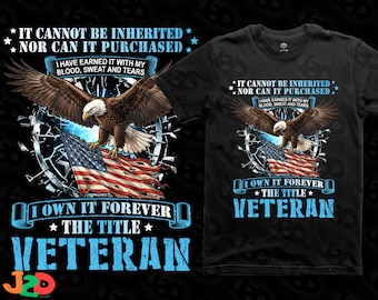 Veteran Title PNG: Eagle Holding American Flag Sublimation Design - Patriotic Military Blood Sweat and Tears Digital Download