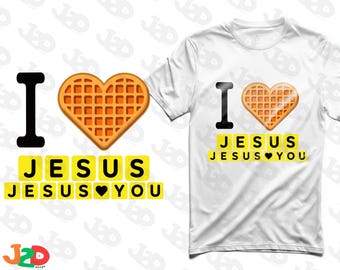 I Love Jesus Waffle PNG: Funny Christian Design (Digital Download)