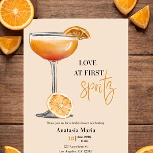 Liebe auf den ersten Spritz Brautdusche Einladung | Aperol Cocktail-Thema | Digitaler Download