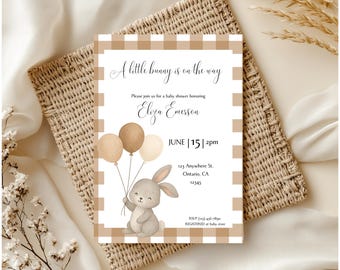 Bunny Baby Shower Invitation | A Little Bunny is on the Way | Digital Download