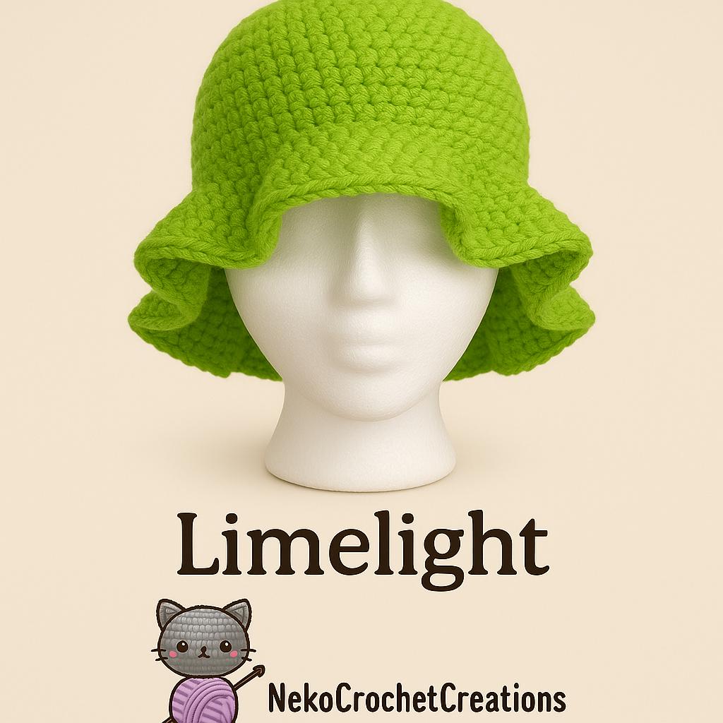 Green Crocheted Bucket Hat – Lime Tone Lime Green Handmade Crotchet Bucket Hat for Girl. Women  main image 2
