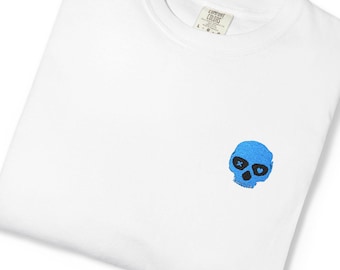 Lights Out Embroidered Tee *Black Stitch | Dark Romance Skull Shirt